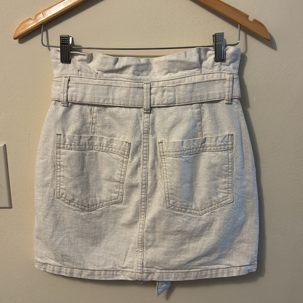Free People Splendor In the Grass Skirt Paper bag Waist Cream Jean Size 2 - Picture 3 of 11